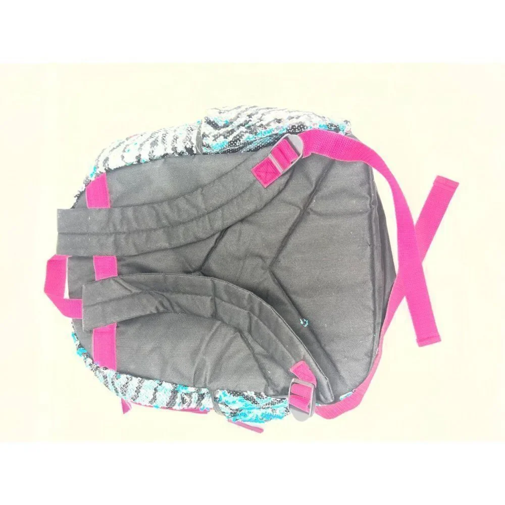 New Wonder Nation Kids Black Zebra Sequin Backpack 16'